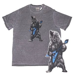 NWT Lucky Brand Bear Rocker Gibson Guitar Soft T-Shirt Vintage